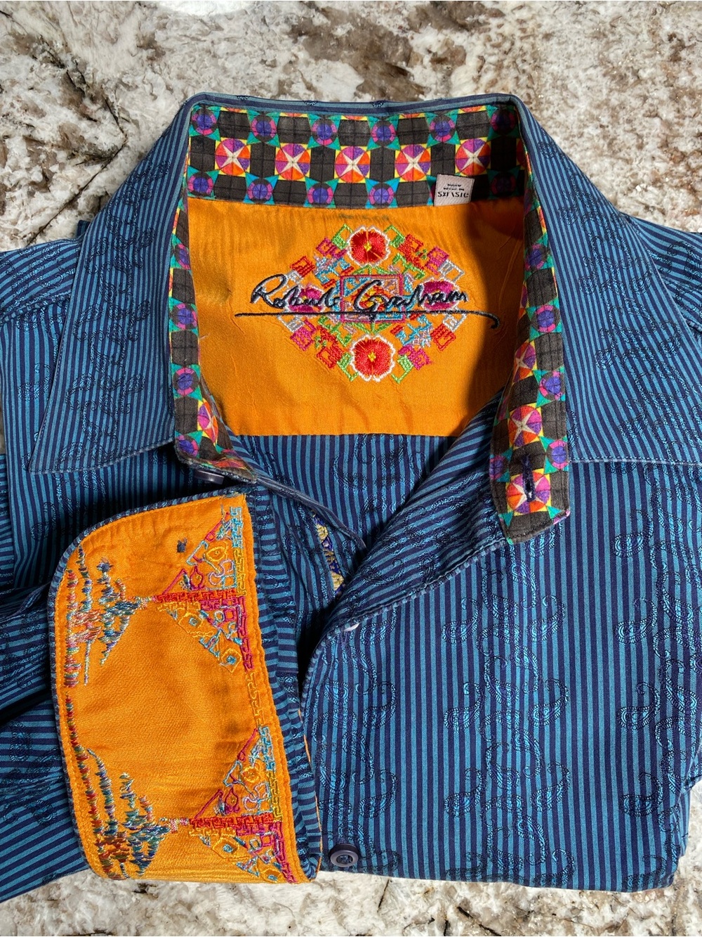 Rare Robert Graham Embroidered Flip Cuff Paisley Shirt